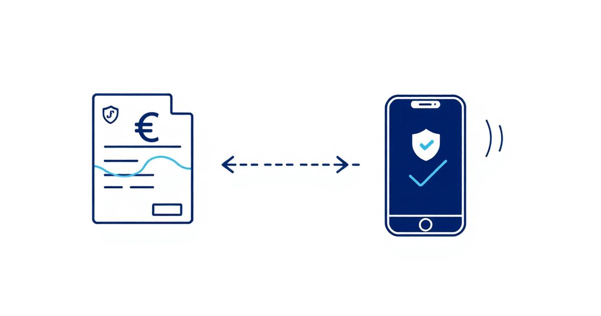 Invoice with euro amount verified by a shield and out-of-band phone confirmation